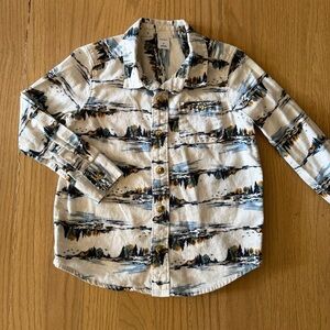 Boys Scenic Print Button-Up Shirt